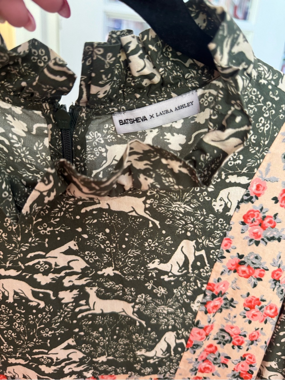 Batsheva x Laura Ashley Ruthin Prairie Midi Dress Abercastle Green - Picture 3 of 3